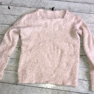 divided light pink fuzzy sweater